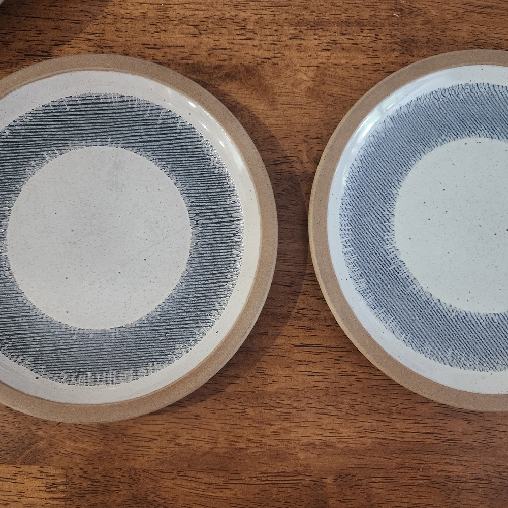 Modern Blue and Tan Ceramic Plates